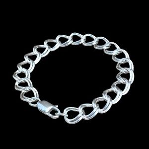 Vintage PROCHAIN STERLING SILVER Double Link Charm Bracelet